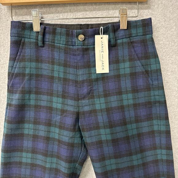 Janie & Jack Boys 12 Blackwatch Plaid Dress Pants Blue Green Coastal Holiday - Picture 2 of 11